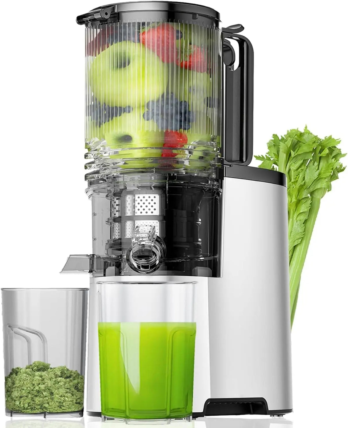 Cold Press Juicer, 5.8" Wide Chute, 400W Slow Masticating, High Juice Yield for Whole Fruits & Veggies