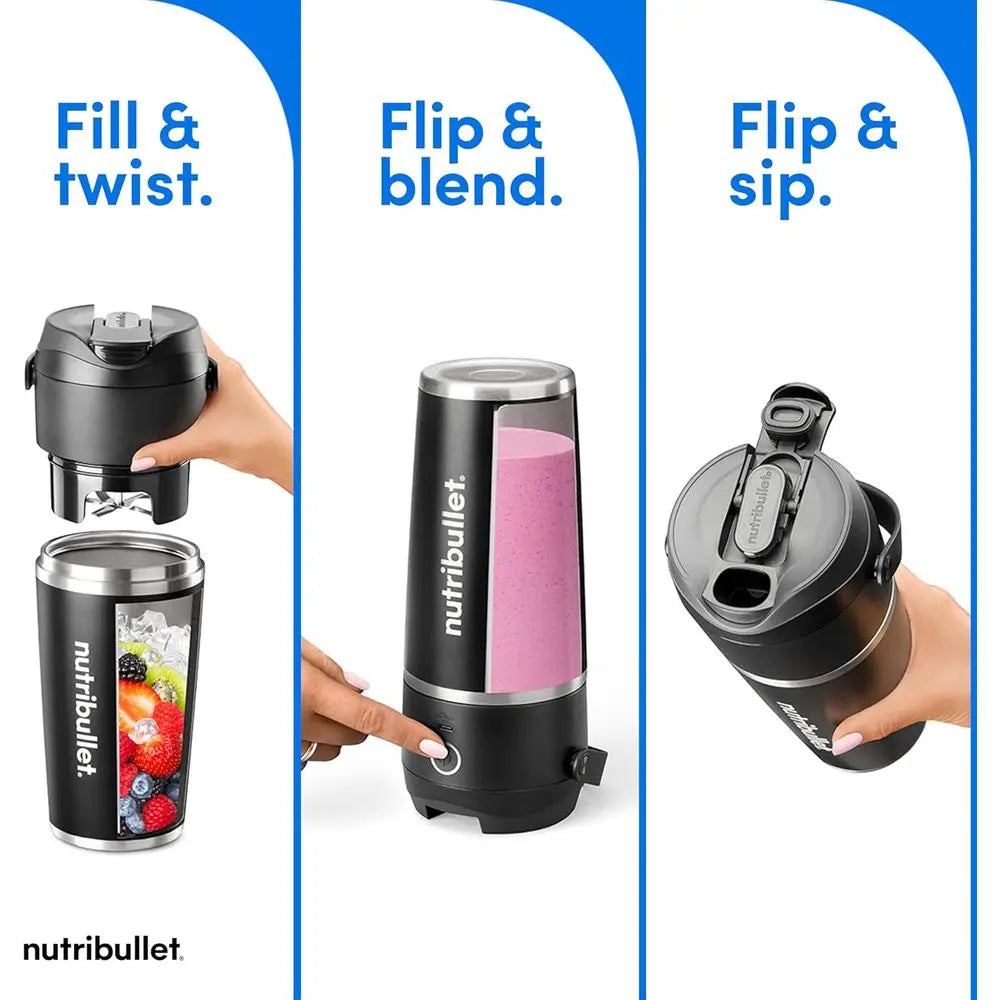 Portable Blender with Insulated Cup, Cordless, Black