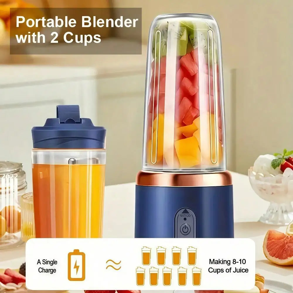 Juicer Cup + Portable Outdoor Cup, Dual Cups, Detachable, Easy To Clean, For Making Fine Juice, Fruit Blender, Beverage Maker, Suitable For Home, Outdoor Travel, Office, USB Charging, Portable Blender, Juice Mixer - Perfect Gift For
