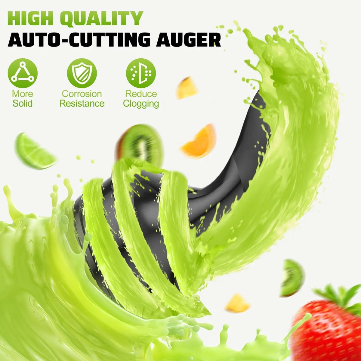Cold Press Juicer, 5.8" Wide Chute, 400W Slow Masticating, High Juice Yield for Whole Fruits & Veggies
